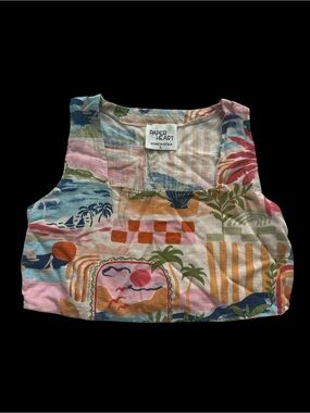 Anthropologie Paper Heart Patterned Crop Top